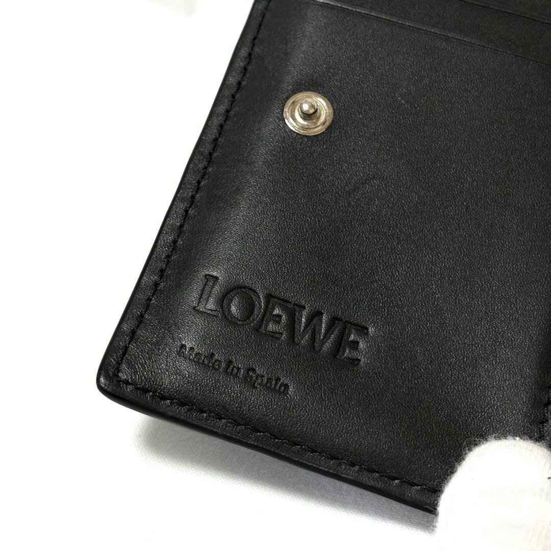 美品　LOEWE ロエベ アナグラム スリムコンパクトウォレット 二つ折り 黒