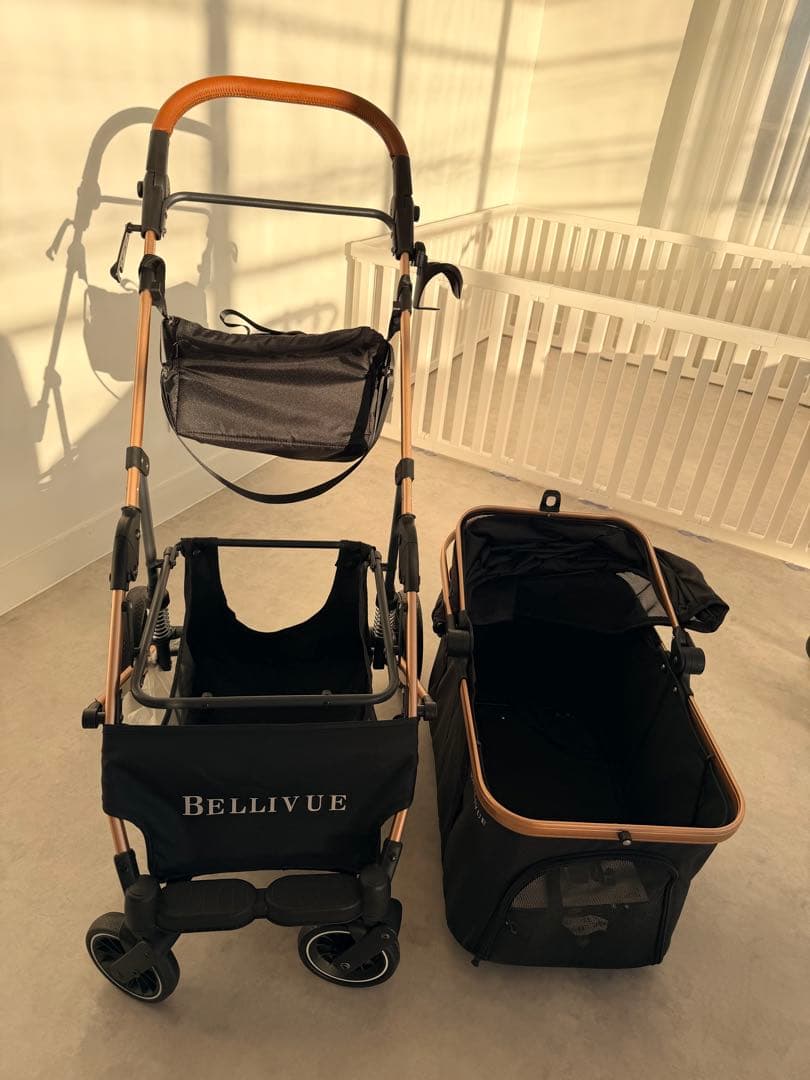 未使用 開封済み BELLIUVE ペットカート ブラック 25kgまで　分離式