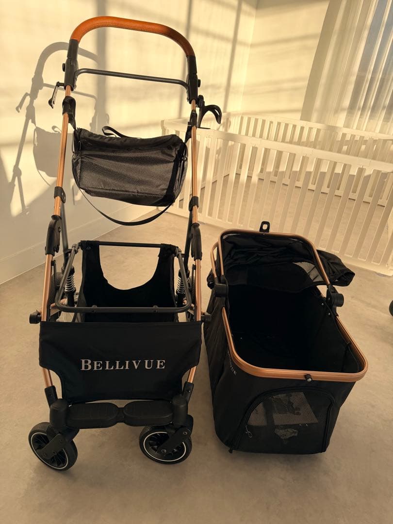 未使用 開封済み BELLIUVE ペットカート ブラック 25kgまで　分離式