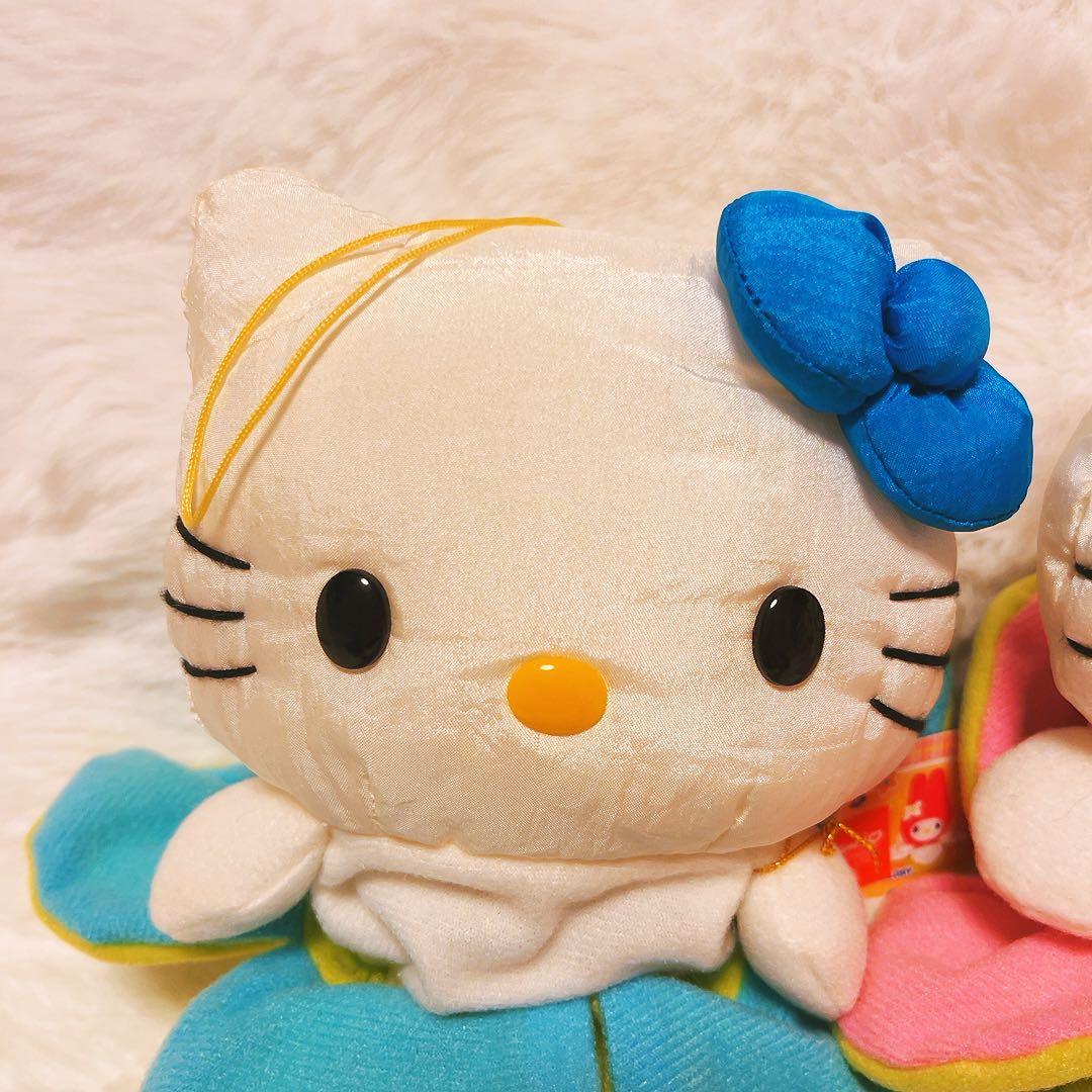 希少レア　ハローキティ　ぬいぐるみ　巾着　花　フラワー　平成レトロ