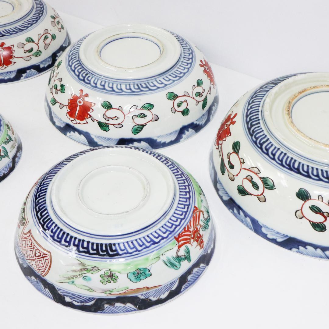 古伊万里　染付　金彩　鉢　5客セット　蛇の目高台