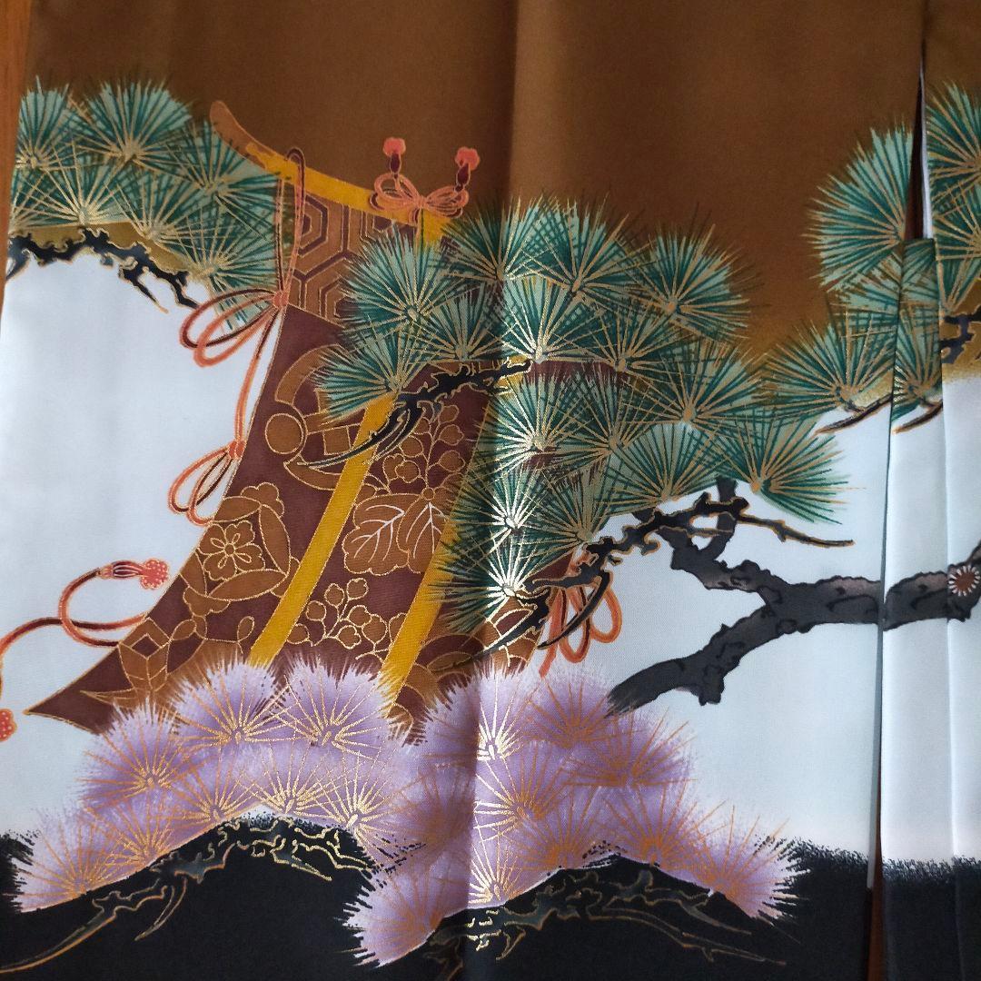 七五三 男の子 5歳 着物 セット 一式 鷹 松 帽子 御簾 笛 0508