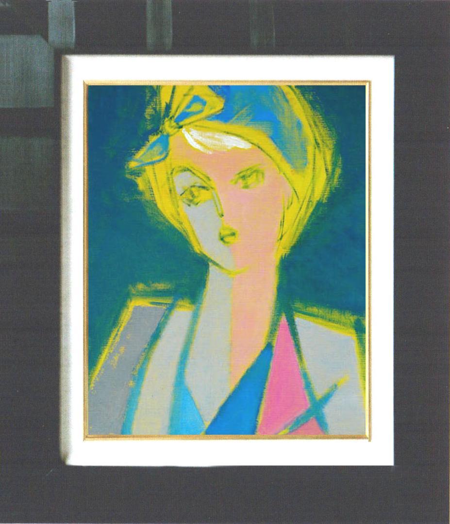 油絵 菅家令子 絵 絵画 インテリア 額付(黒) F6-080612 人物 女性