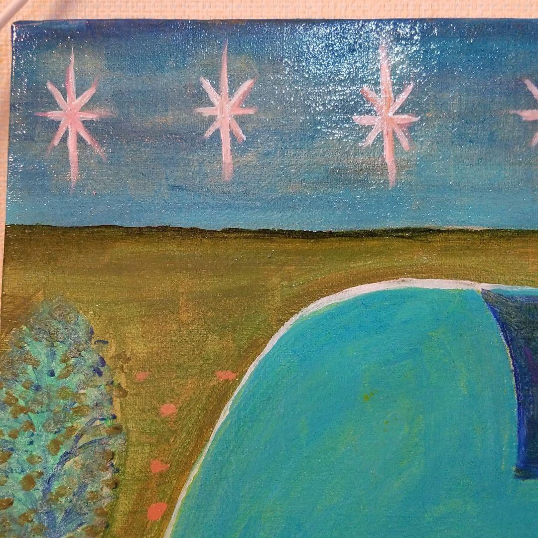 油絵　専用　青く光る馬