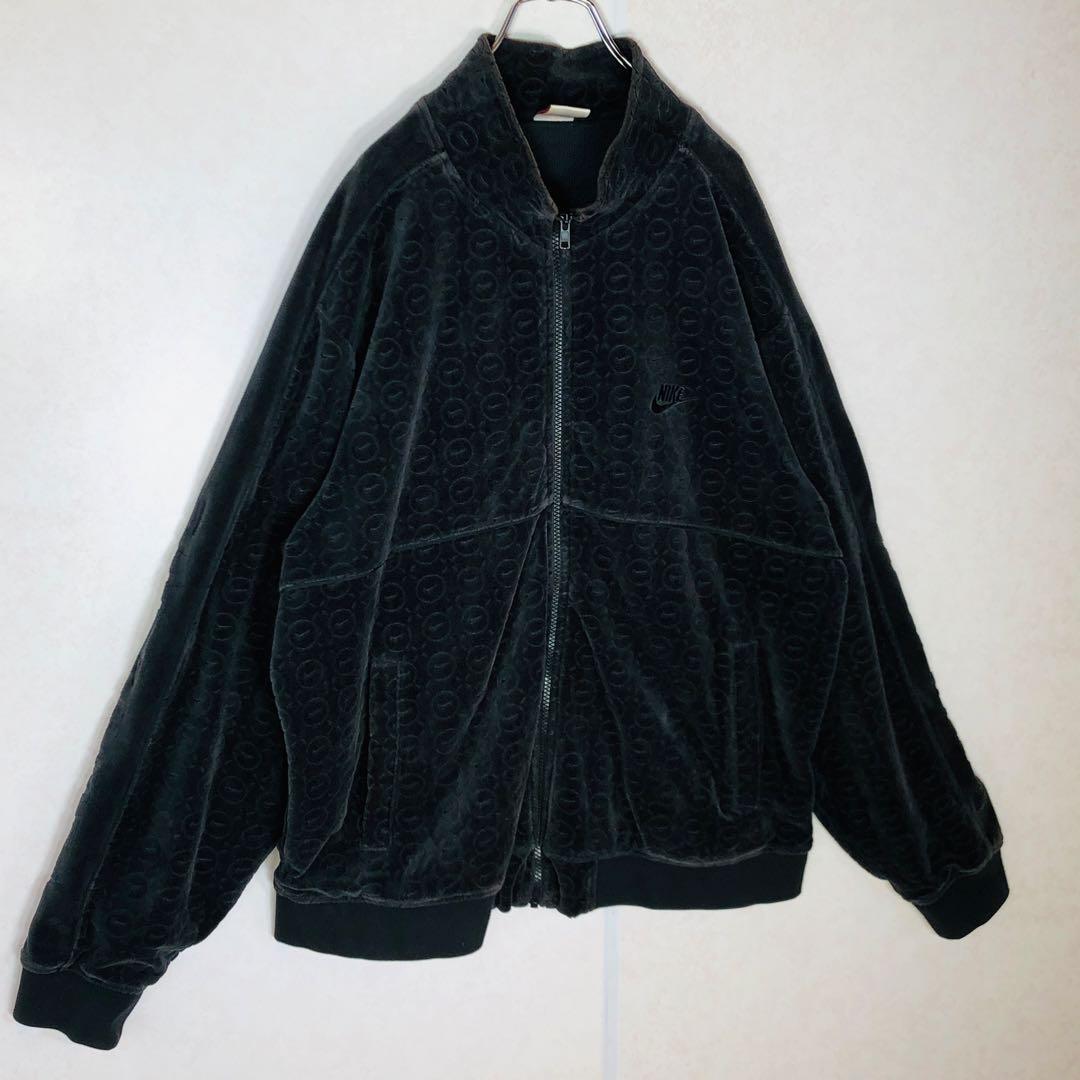 【希少XLサイズ】シュプリーム ナイキ コラボ ベロア トラックジャケット 黒
