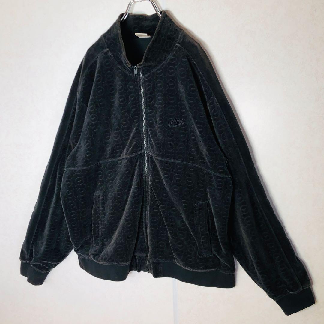 【希少XLサイズ】シュプリーム ナイキ コラボ ベロア トラックジャケット 黒