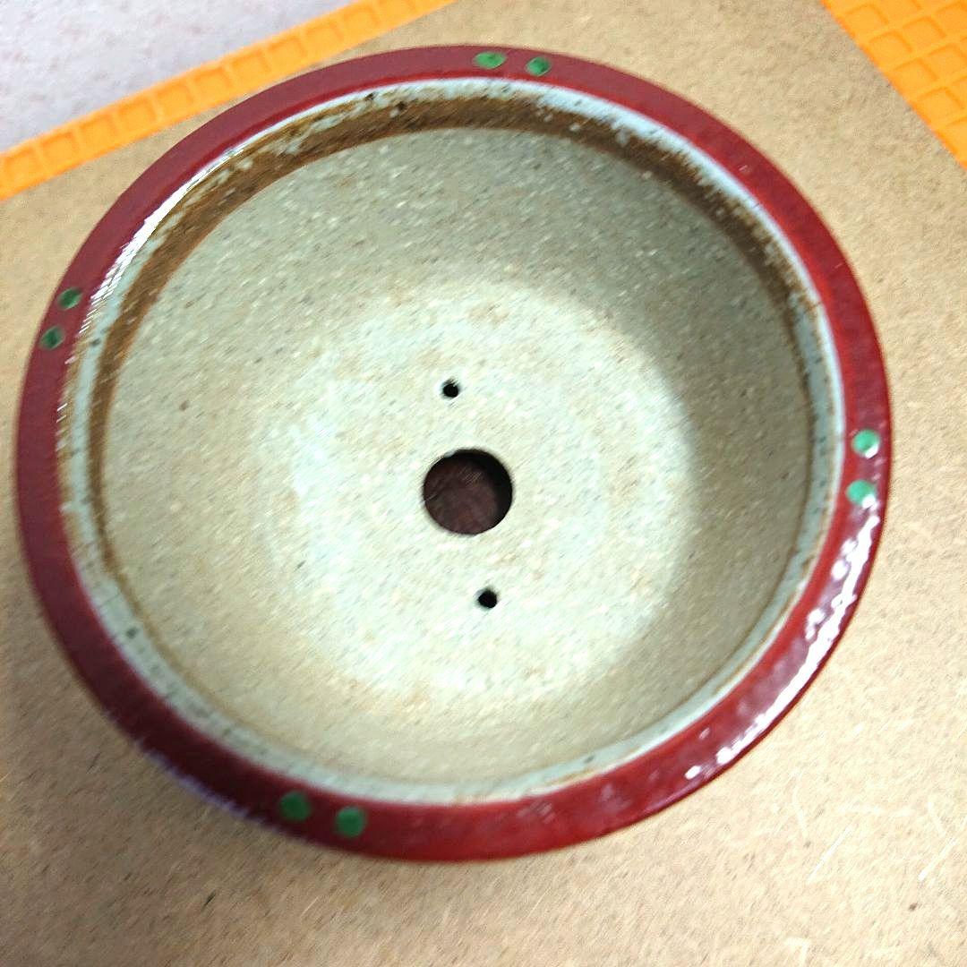 九谷焼 赤絵 【九谷 昇山 銘】/ 新品・未使用 盆栽鉢