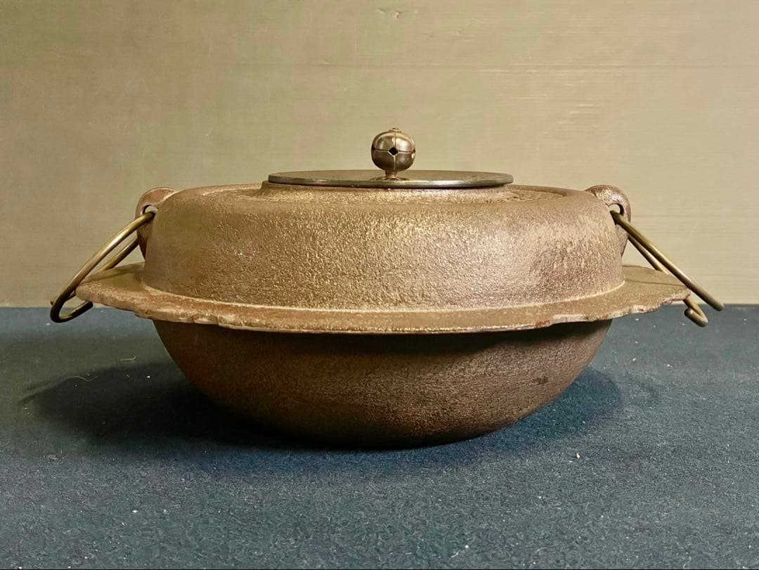 割引❣️【美品】 七宝 地紋 透木釜 浄清 釜鐶 透木付 共箱 炉釜（125F①）