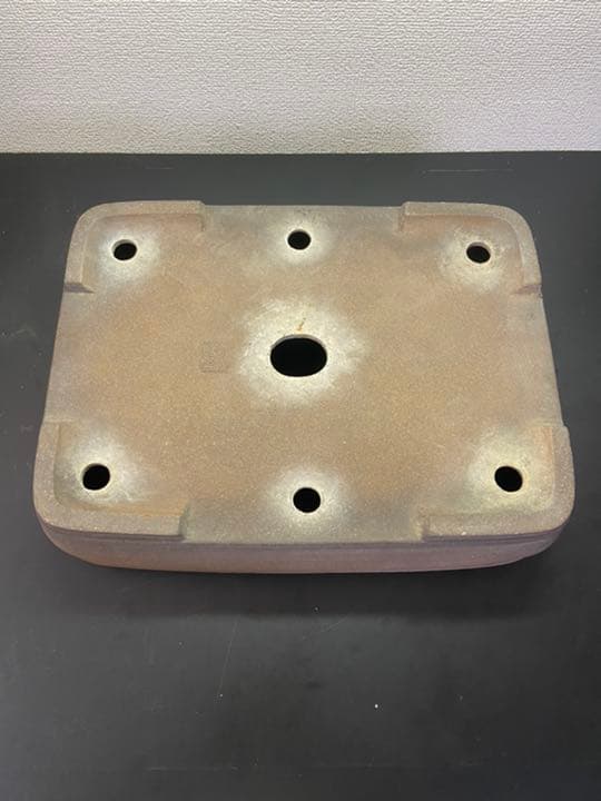 盆栽鉢　和鉢　人気作家　寺畑　真山　烏泥上下帯撫角長方鉢