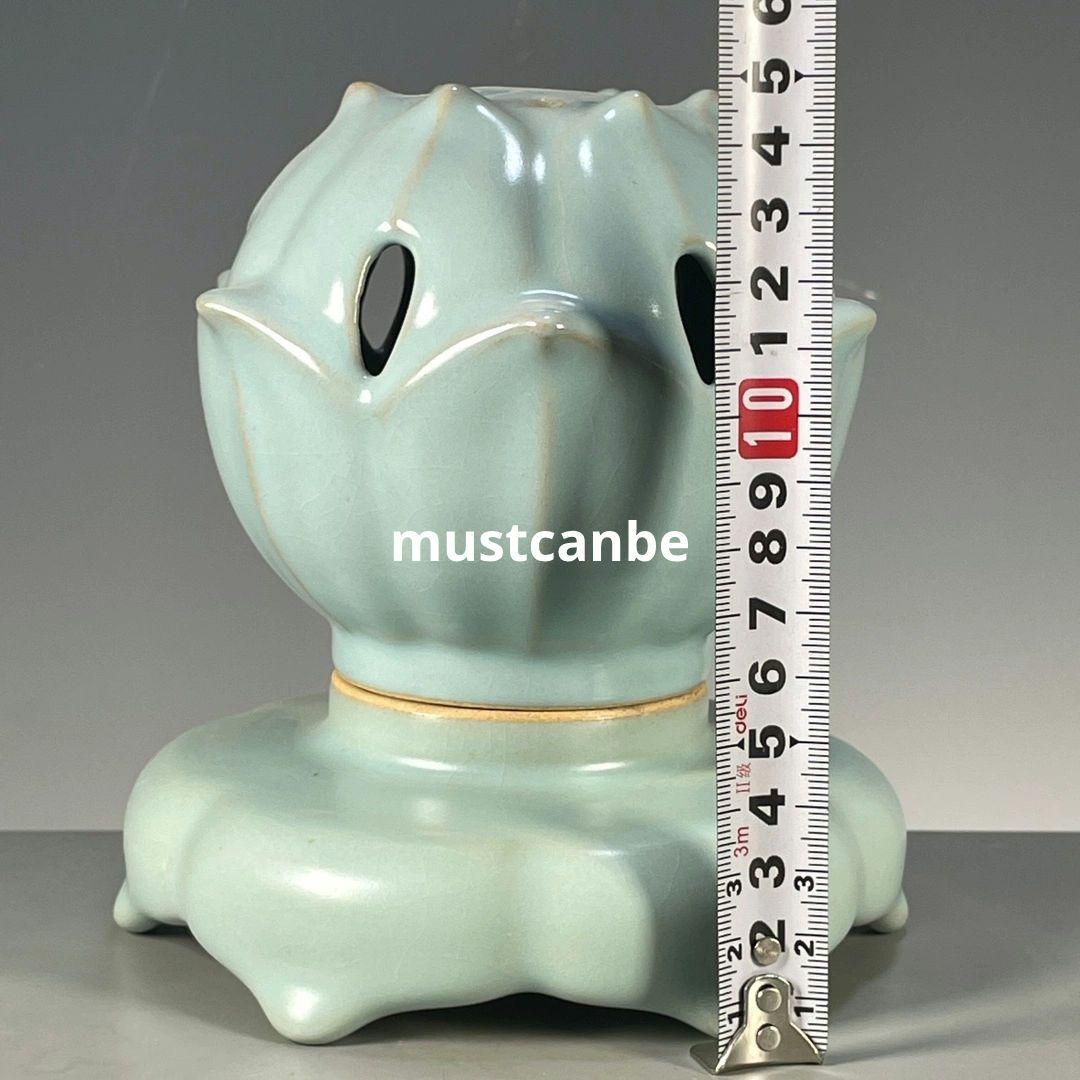 宋官窯汝磁器天青釉蓮華薫香炉 景徳鎮 陶磁器 装飾品 現代工芸品 美術品 置物
