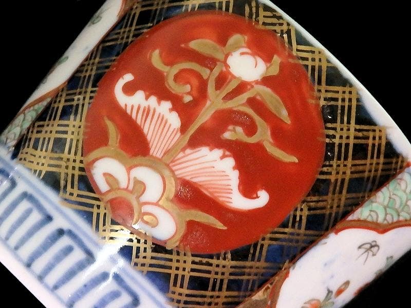 古伊万里　色絵　花に蝶の図　蕎麦猪口　B096AS-CSs