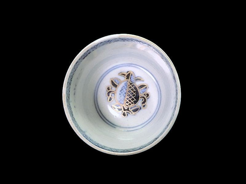 古伊万里　色絵　花に蝶の図　蕎麦猪口　B096AS-CSs