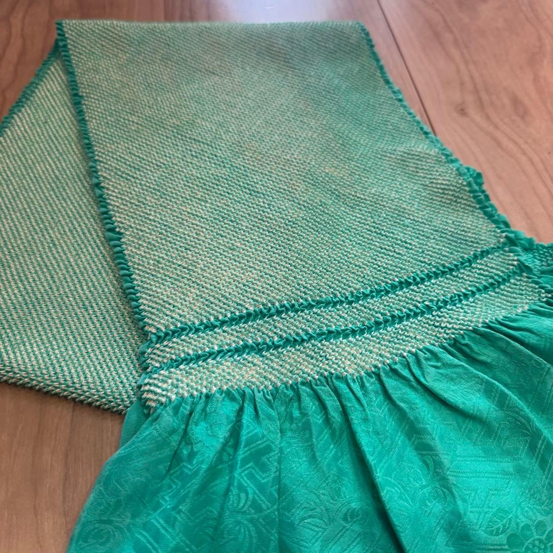 超美品　振袖　帯揚　帯締　髪飾　半衿　6点セット　着物小物　ターコイズブルー