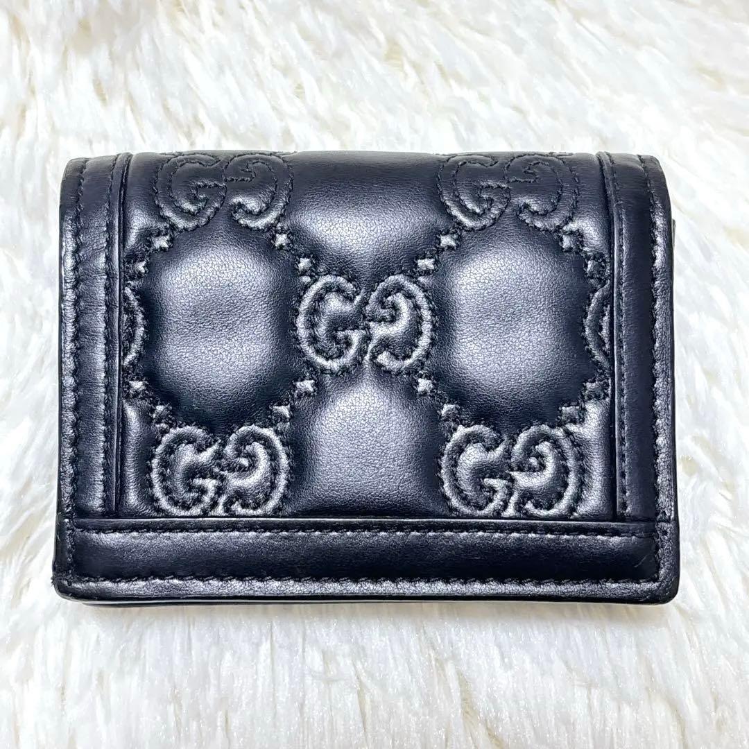 美品✨GUCCI GGマトラッセカードケースウォレット ブラック 二つ折り財布