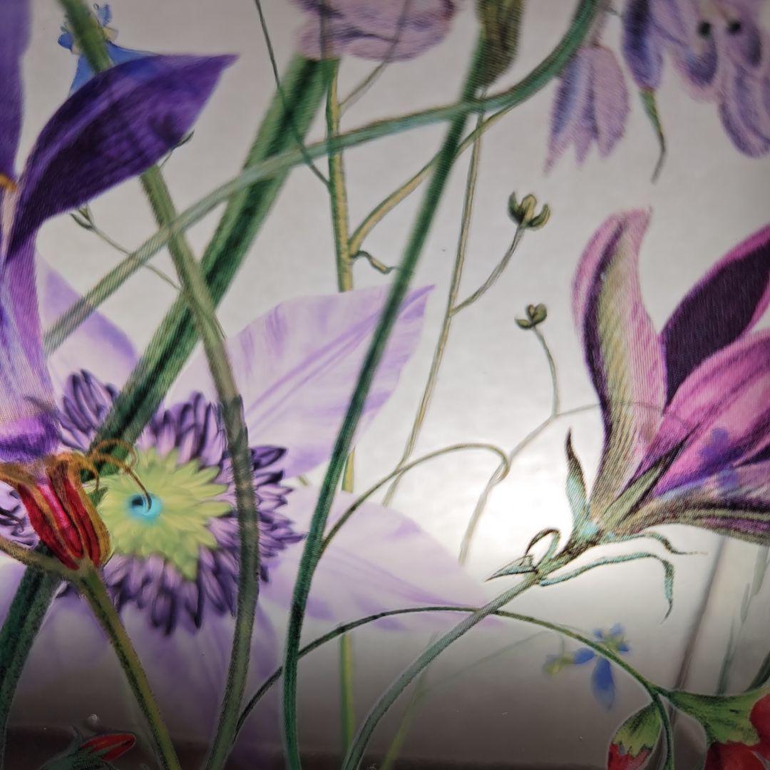 フリンジ ガラスアート 花瓶 フラワーベース 鳥 植物 花 絵画風