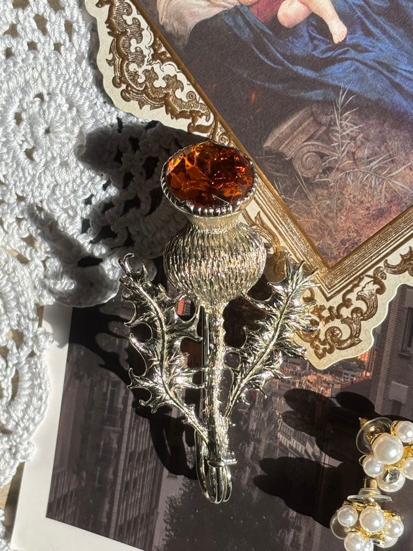 Miracle つめ草植物モチーフブローチ大きめ9.5センチ