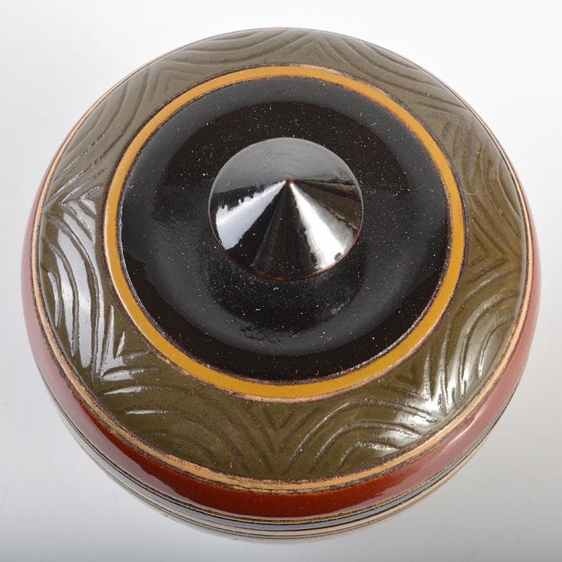 Teafortwo　漆工　川合漆仙造　獨楽莨入煙草入　共箱　V　R6868