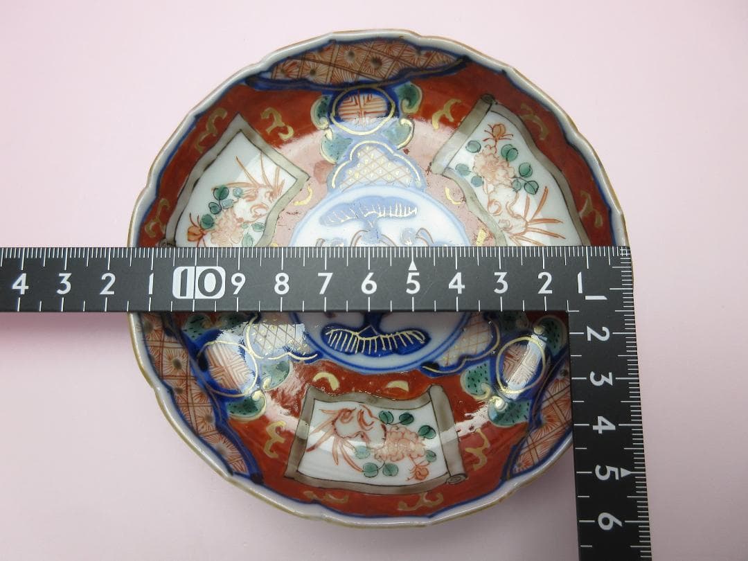 時代物 角富 花草紋 色絵 錦手 小皿 10客 MO70115