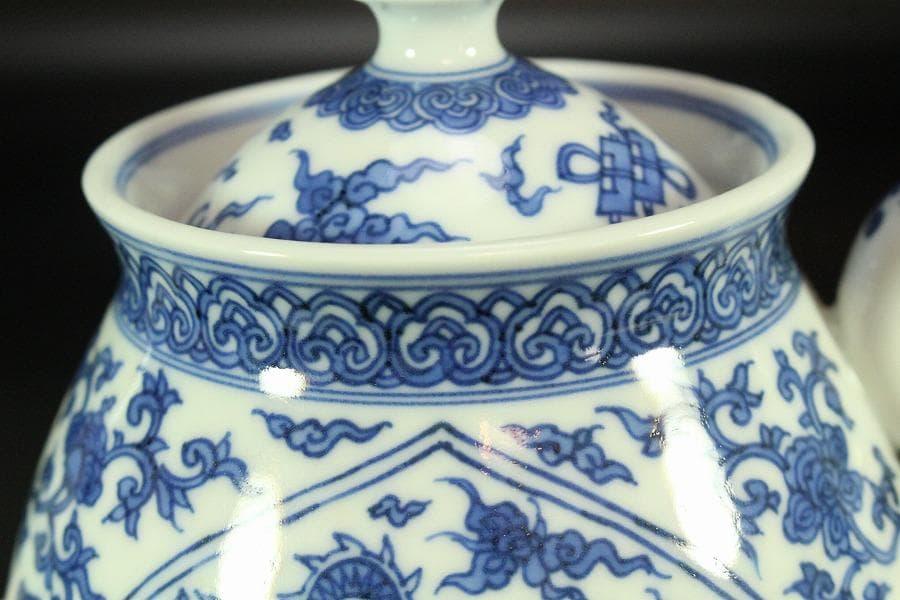 煎茶 桐山造 青花龍紋 水注 瓶 共箱 美品(K-A932)