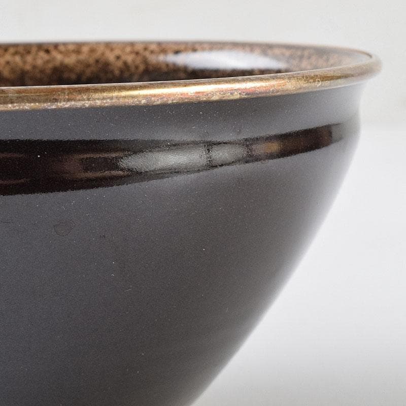 茶道具　京焼　万代草山造　梅花銅覆天目茶碗　清水公照極め箱　C　R9538