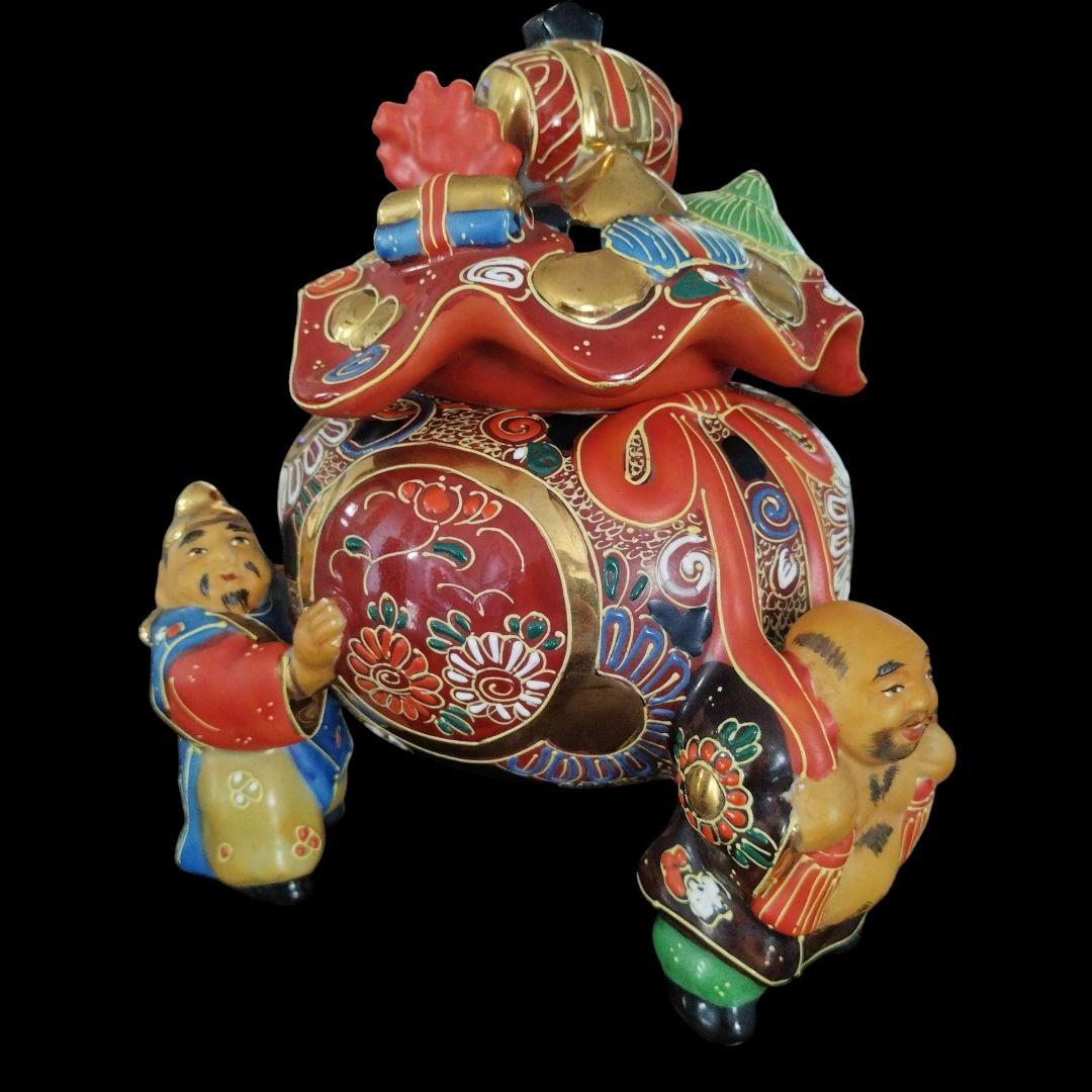 【超希少‼️】九谷焼 七福神 大香炉 布袋/恵比寿/大黒天 金彩 縁起物 茶道具