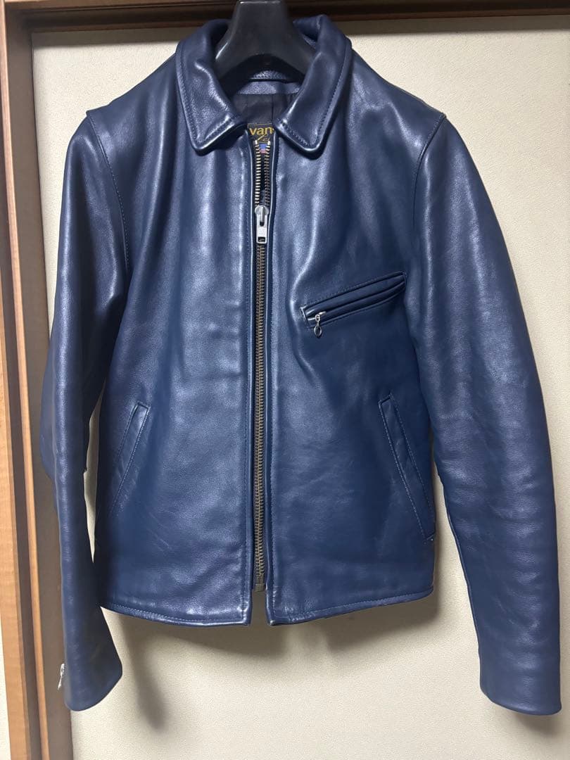 極美品　バンソン　シングルライダース　ネイビー　38 青　ジャケット