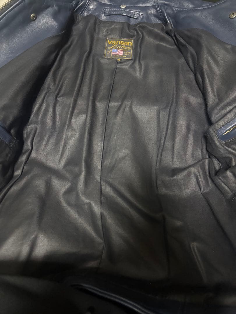 極美品　バンソン　シングルライダース　ネイビー　38 青　ジャケット