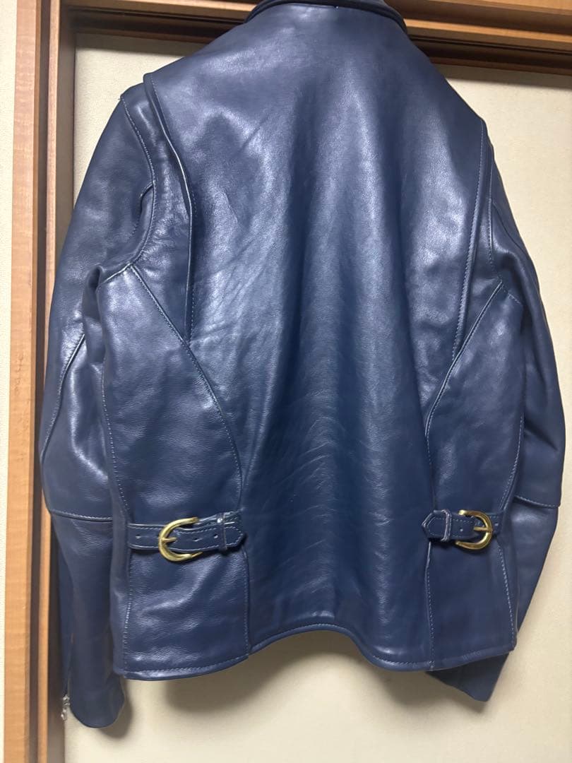 極美品　バンソン　シングルライダース　ネイビー　38 青　ジャケット