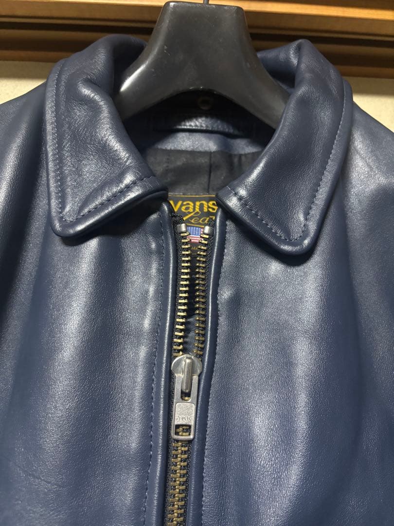 極美品　バンソン　シングルライダース　ネイビー　38 青　ジャケット