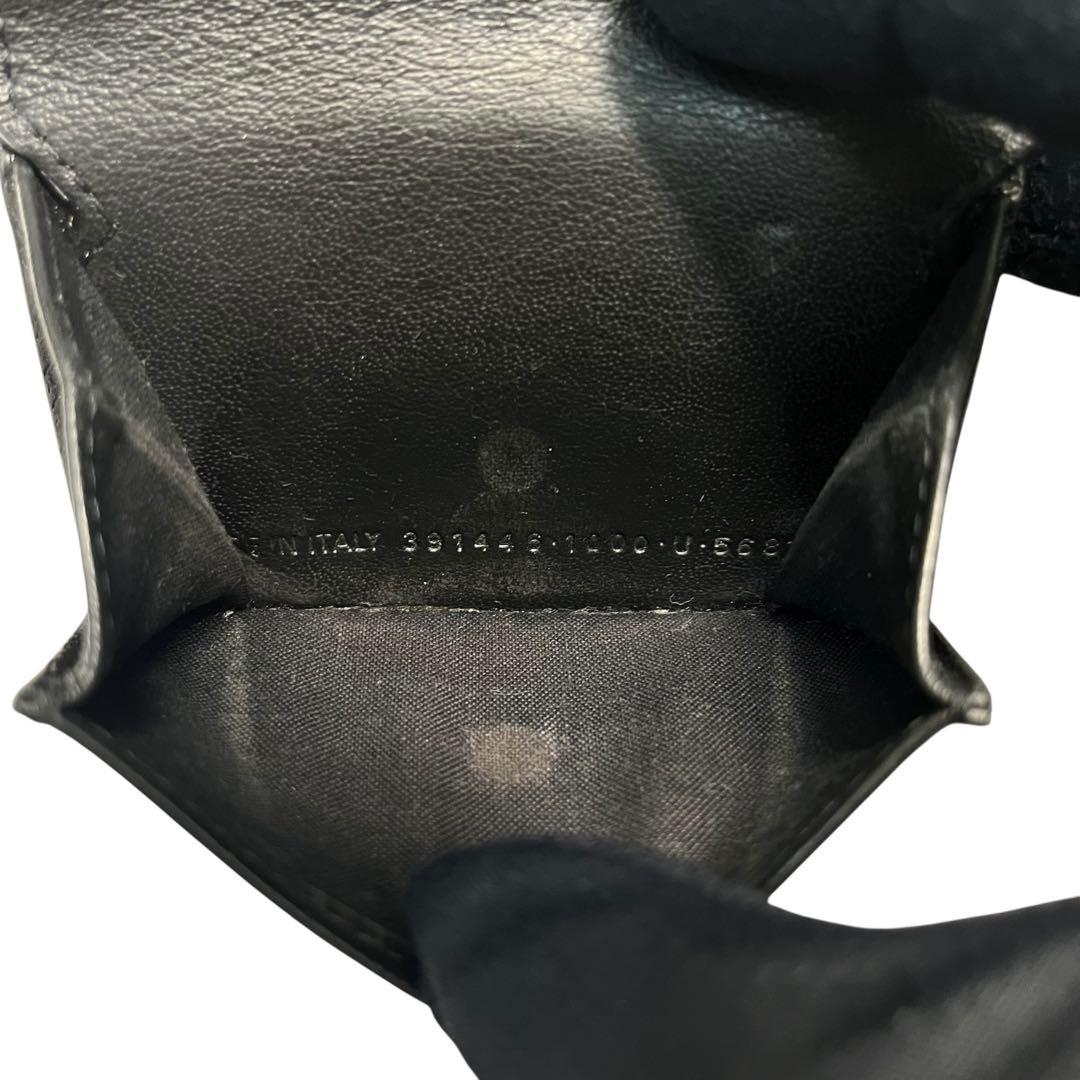 希少✨バレンシアガ ペーパーミニウォレット 三つ折り財布 ロゴ刻印 ブラック