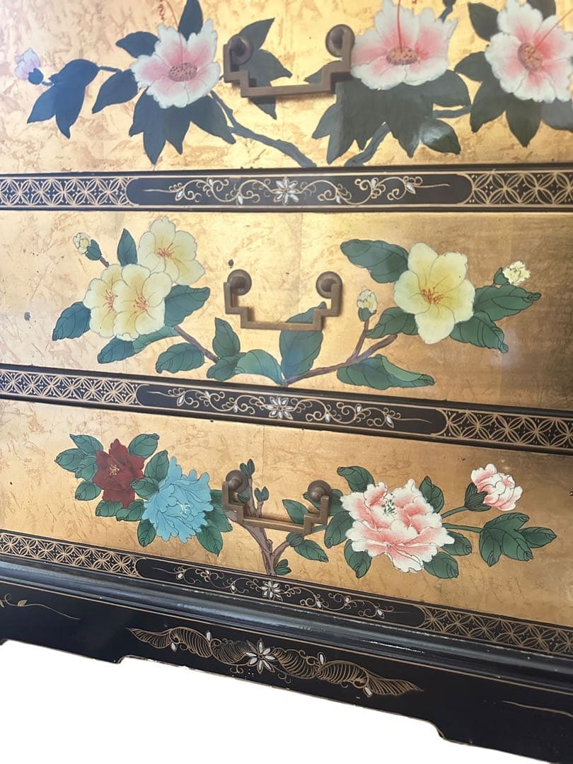 【大幅値下げ！】和風 蒔絵風 ジュエリーシェルフ ビロード張り 6段棚 店舗什器