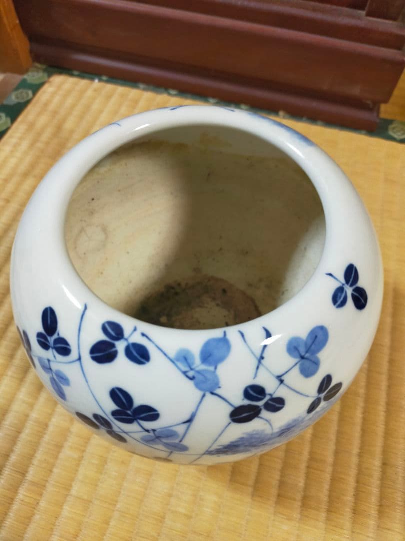 古伊万里染付　水草図　可愛い手火鉢