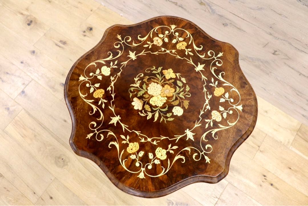 GMIK209○イタリア製 象嵌細工 コンソールテーブル サイドテーブル 花台