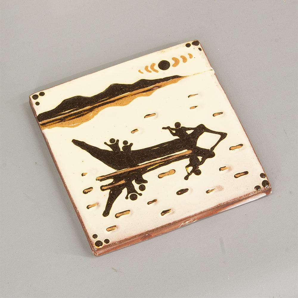 船木研児 陶板 ① 額装 船の図 船木伸児 識箱 民芸 レトロ