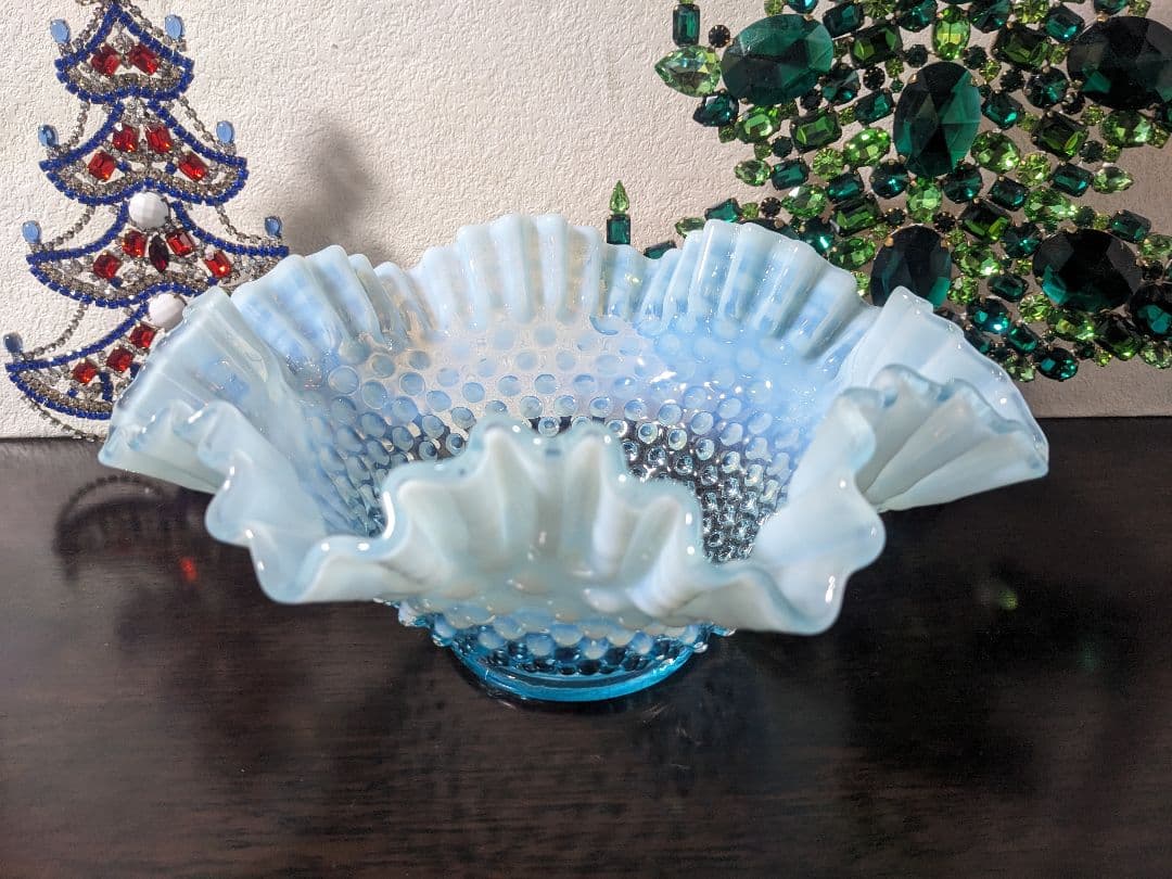 フェントン　ブルーオパルセント　ホブネイル　ラージフリルボウル お値下げ中