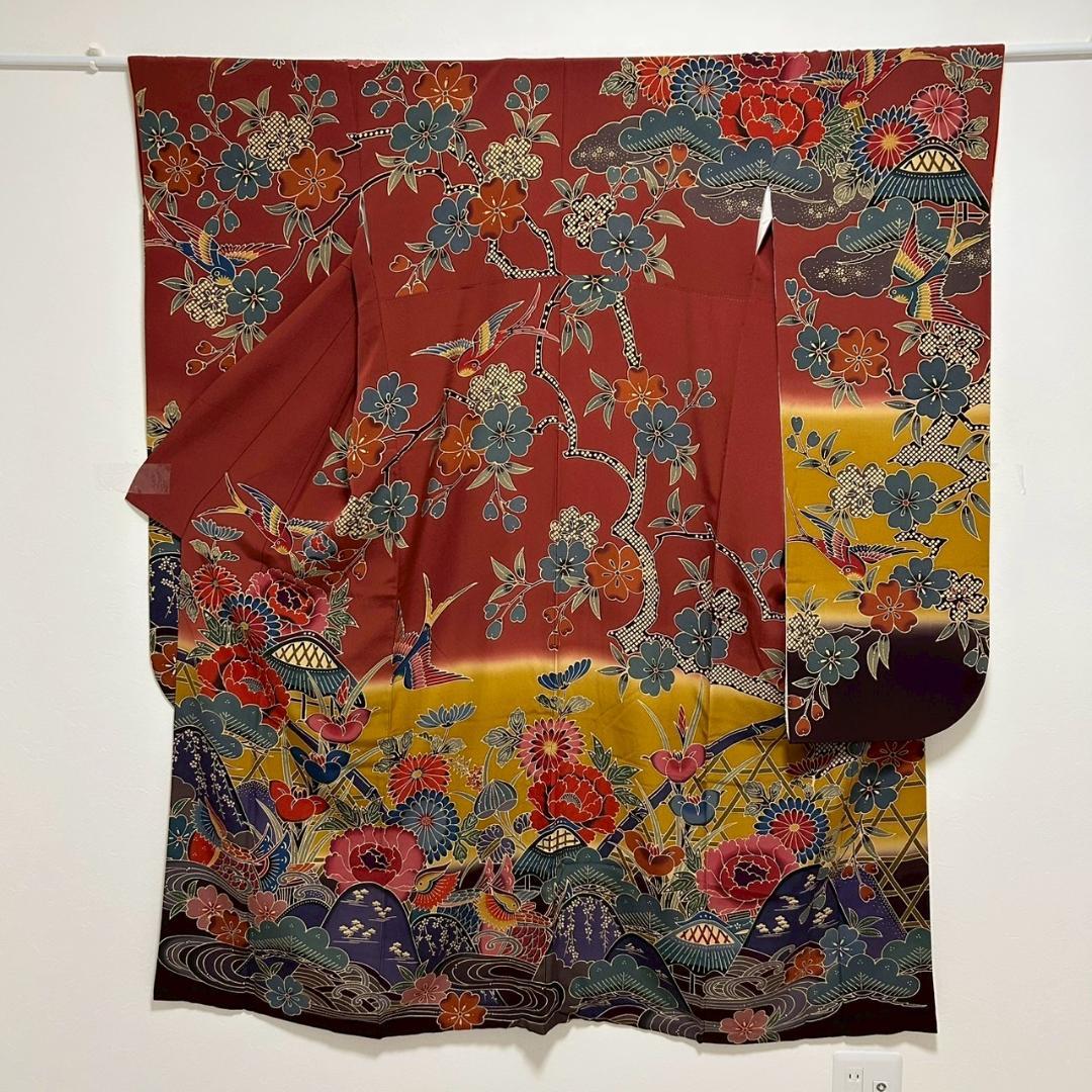 KP1771 振袖 身丈162cm 正絹 着物 成人式