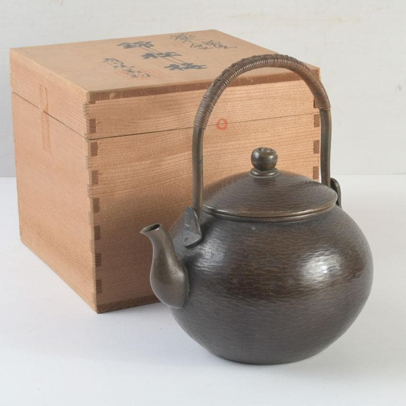 煎茶道具　銅製　杉目　湯沸　薬缶　合わせ箱　V　9477