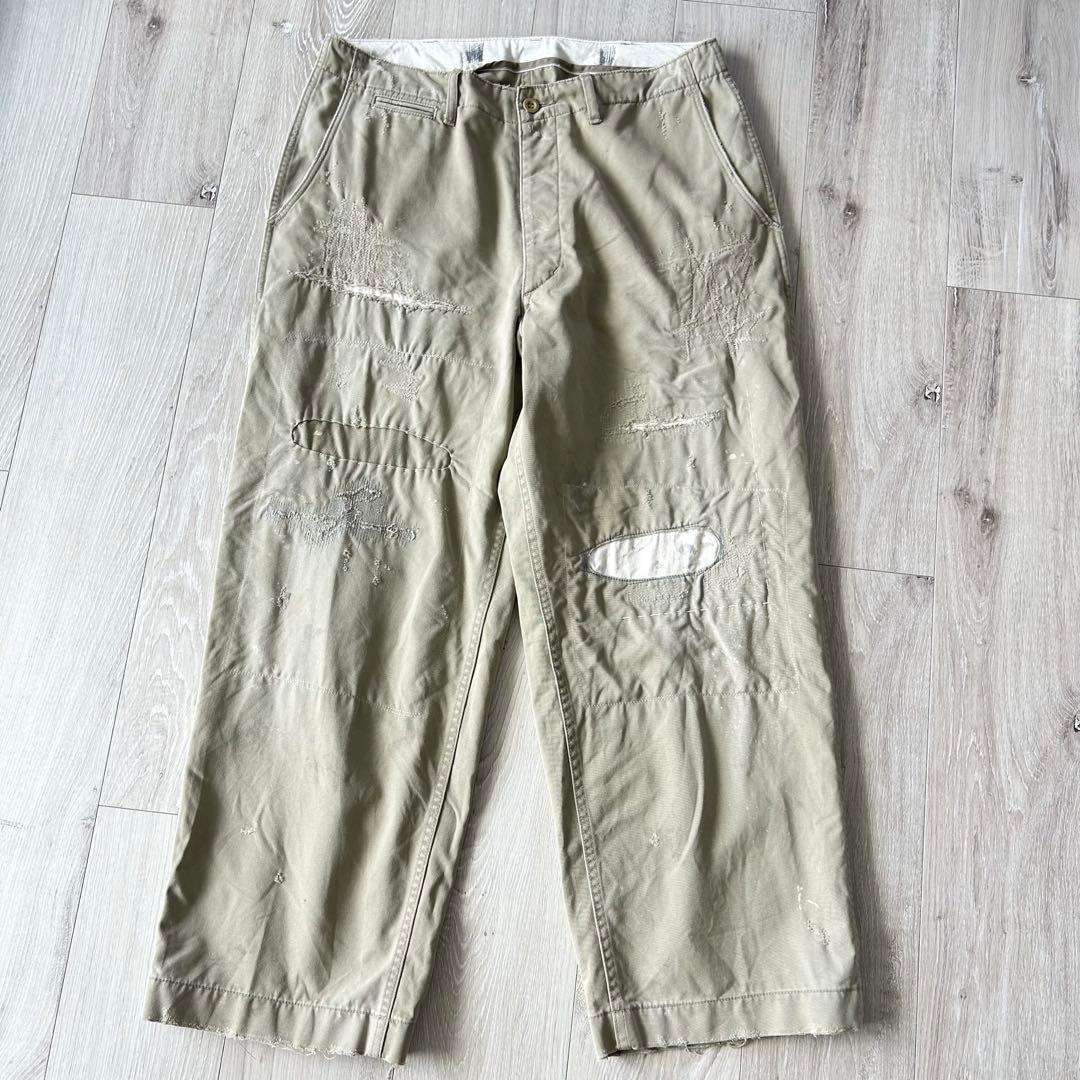 ジャーナルスタンダードラックス ビッグチノ チノパン M ベージュ ダメージ加工