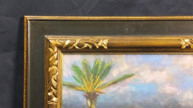 一枚の絵取扱作品　堀田高　直筆サイン『南仏カーニュにてアンチーブ』油彩0709D