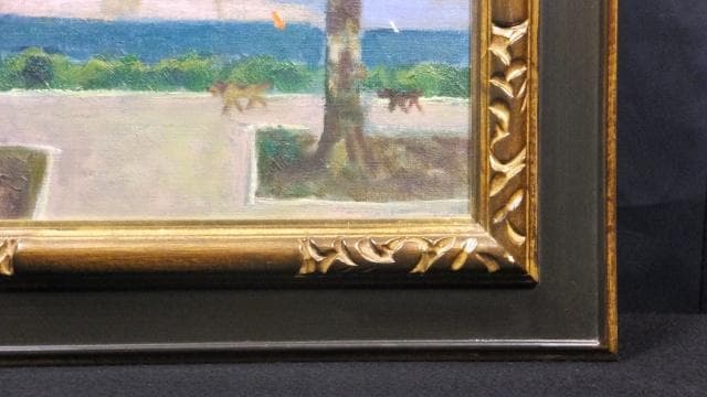 一枚の絵取扱作品　堀田高　直筆サイン『南仏カーニュにてアンチーブ』油彩0709D