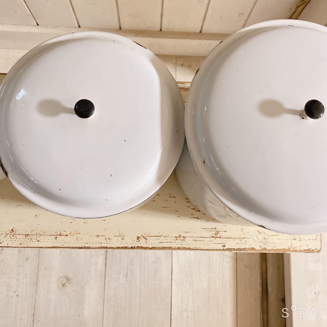 フランス　アンティーク　ホーローキャニスター6個セット ホワイト