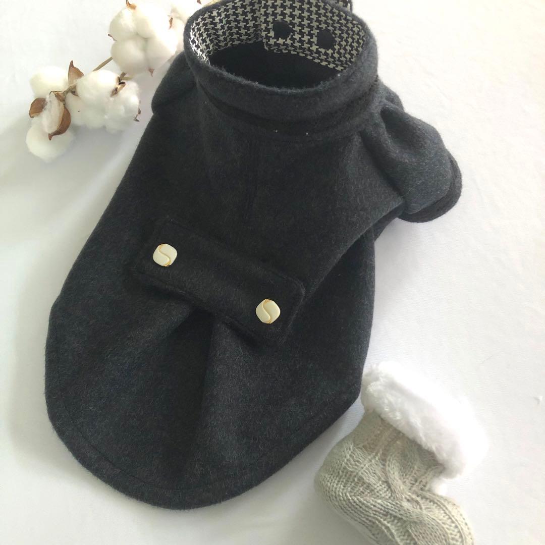ハンドメイド　ダブルボタンタックコート　オーダー小型犬