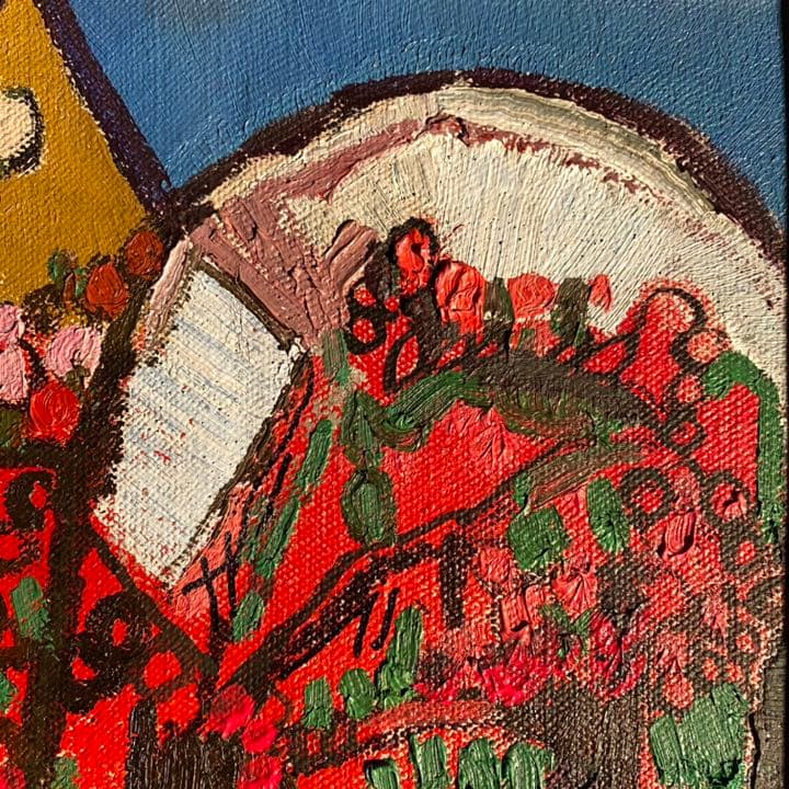 ★真作★ 文勝(ウンシュン) たわわの実 油絵 額付き 貴重作品