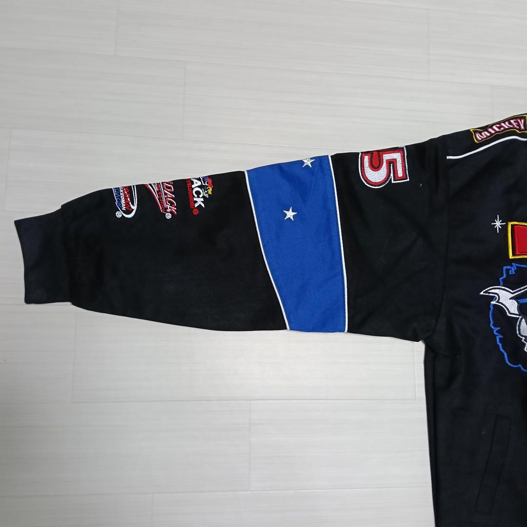 ミッキーマウス レーシングジャケット 刺繍 ワッペン ディズニー ブラック