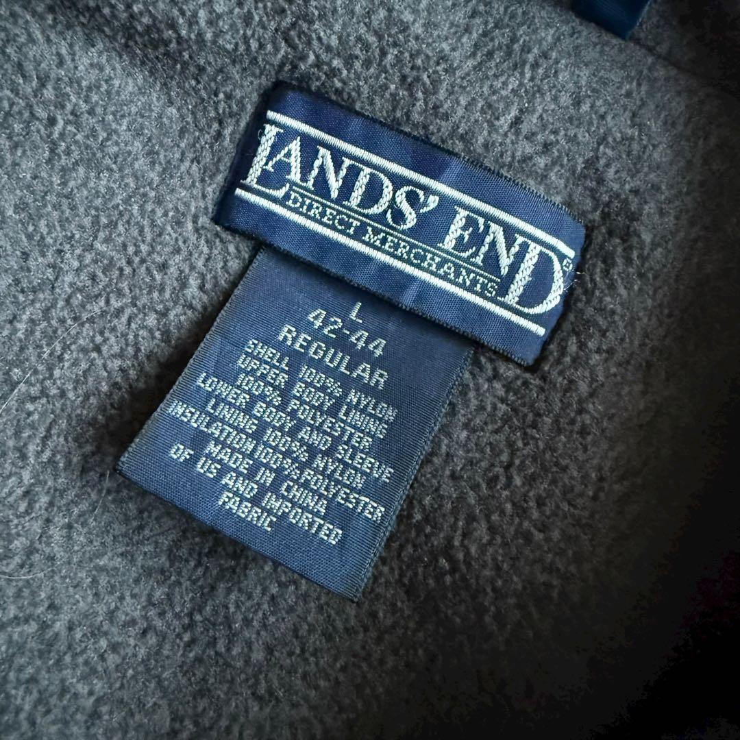 ランズエンド 中綿ジャケット コート 青 USA ビンテージ フード付 00s