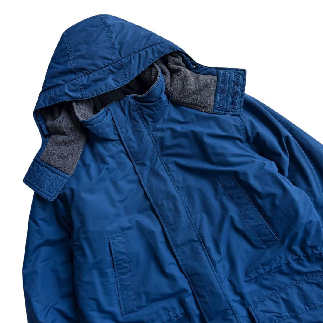 ランズエンド 中綿ジャケット コート 青 USA ビンテージ フード付 00s