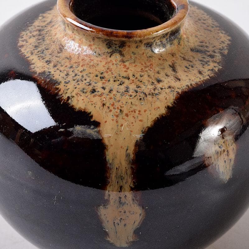 Gojyo 京焼　清水焼　桶谷定一作　文琳茶入　仕覆付　共箱　V　8205