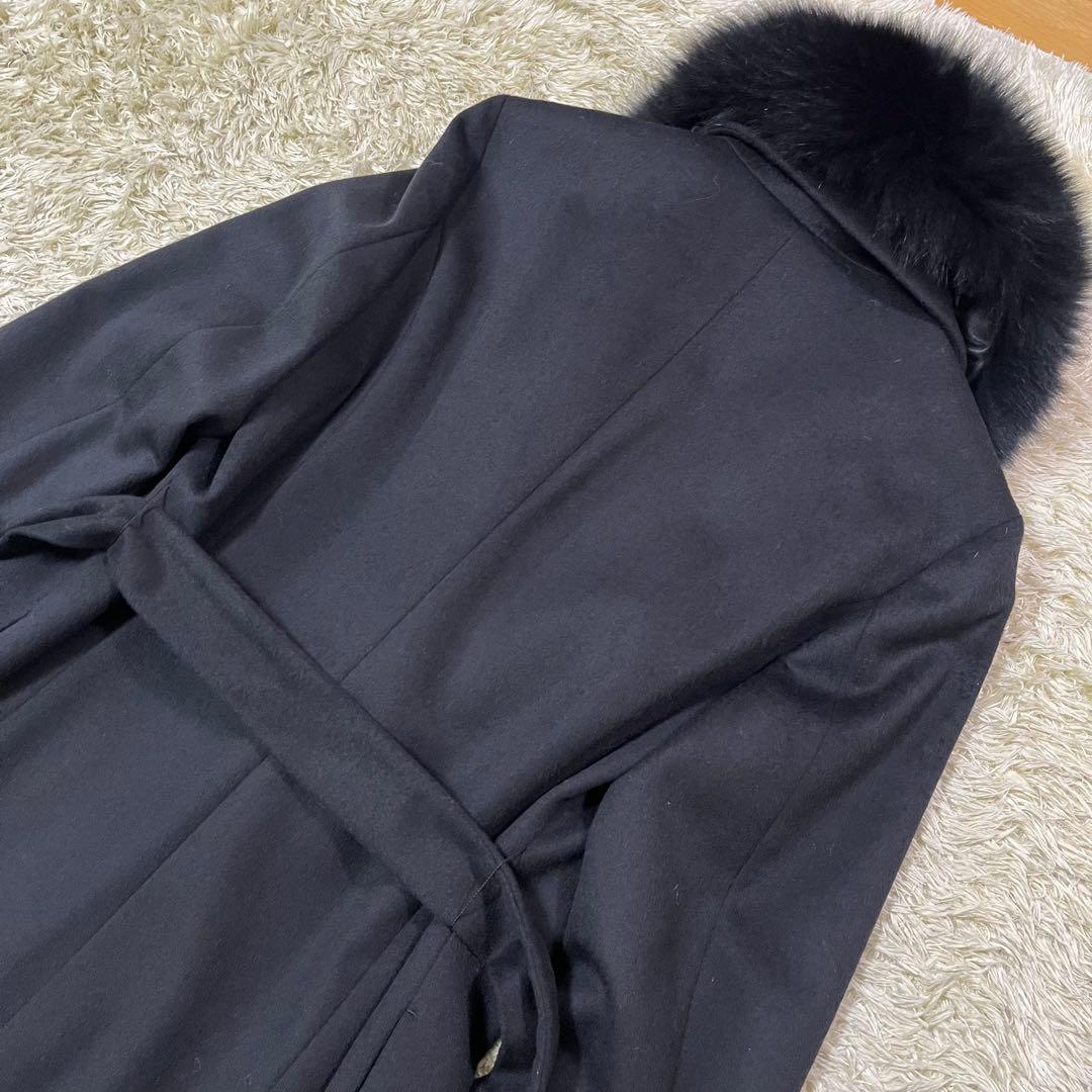 美品 Lサイズ クードシャンス　フォックスファー　チェスターコート　カシミヤ
