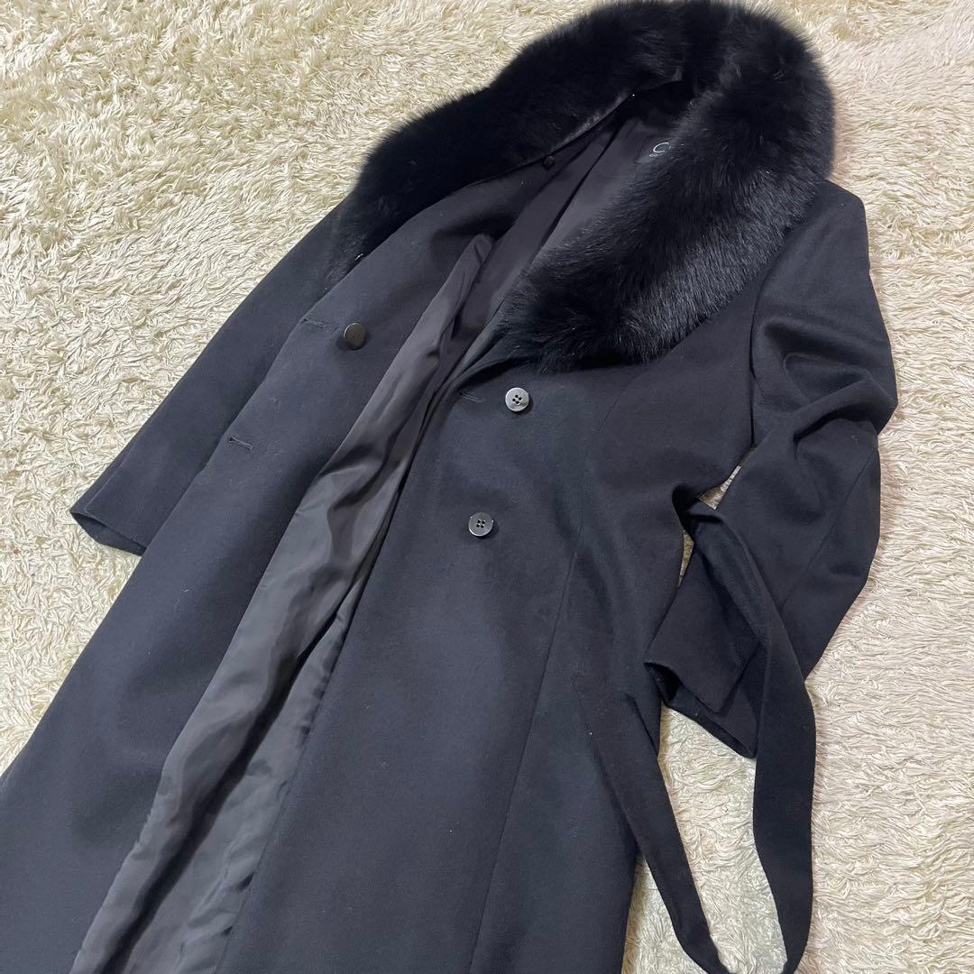 美品 Lサイズ クードシャンス　フォックスファー　チェスターコート　カシミヤ