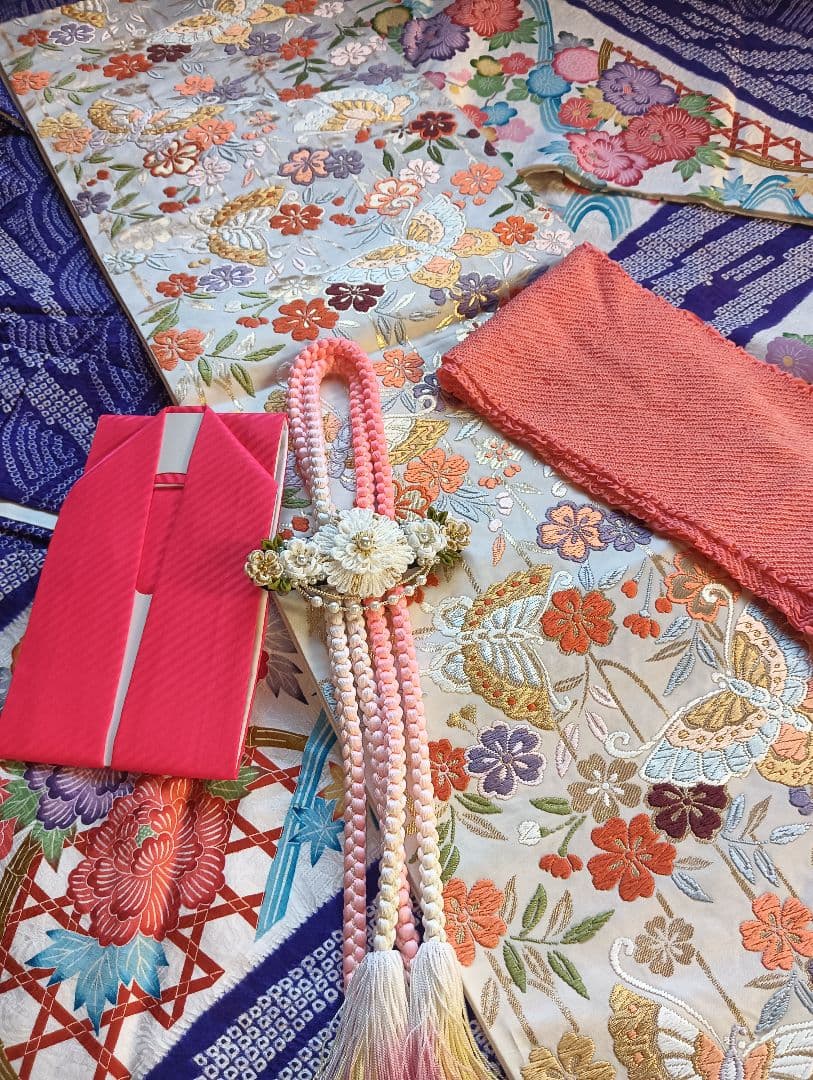 なっちゃん　振袖フルセット　絞りに型染　古典柄　美品　トールサイズ